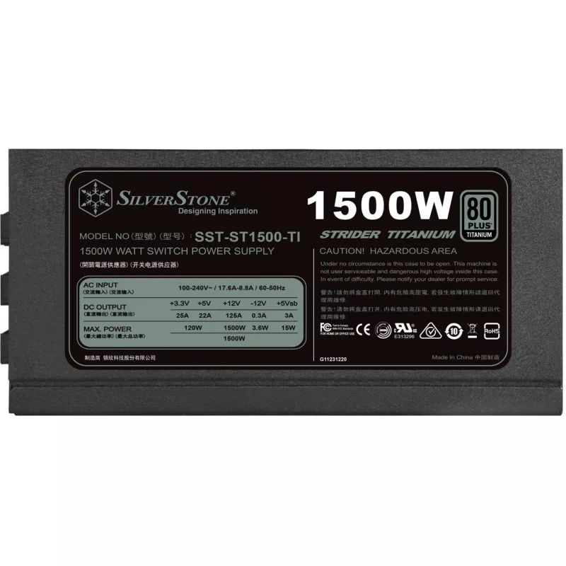 Zdroj SilverStone Strider SST-ST1500-TI v2.0 1500 W, 80 PLUS Titanium, modulárny