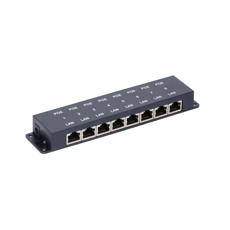Extralink 8-port PoE injektor, 8x 100 Mb/s RJ45