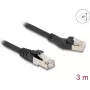 Sieťový kábel DeLOCK RJ45 Cat.8.1 45° zahnutý vľavo na rovný 3 m čierny