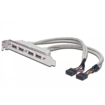 Slotový kábel USB 2.0 HighSpeed Type 2xIDC (5pin)/4xUSB A M/F sivý 0,25 m