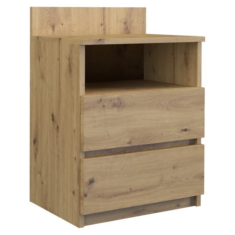 Nočný stolík top e shop M1 ARTISAN, dubový finiš, 2 zásuvky, 400×320×590 mm