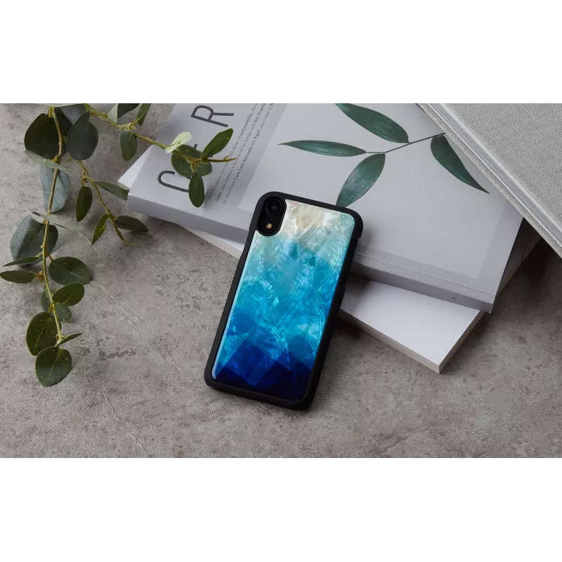 Puzdro na telefón iKins pre iPhone XR – modré jazero zvonku, čierna vnútri