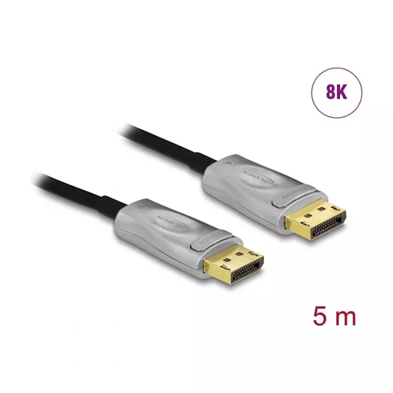 Aktívny optický kábel DisplayPort 1.4 DELOCK 85879 — 8K, 5 m