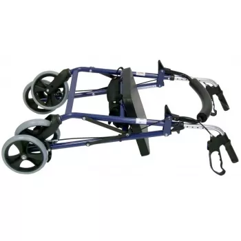 Rollator so štyrmi kolesami a sedadlom, modrý/čierny
