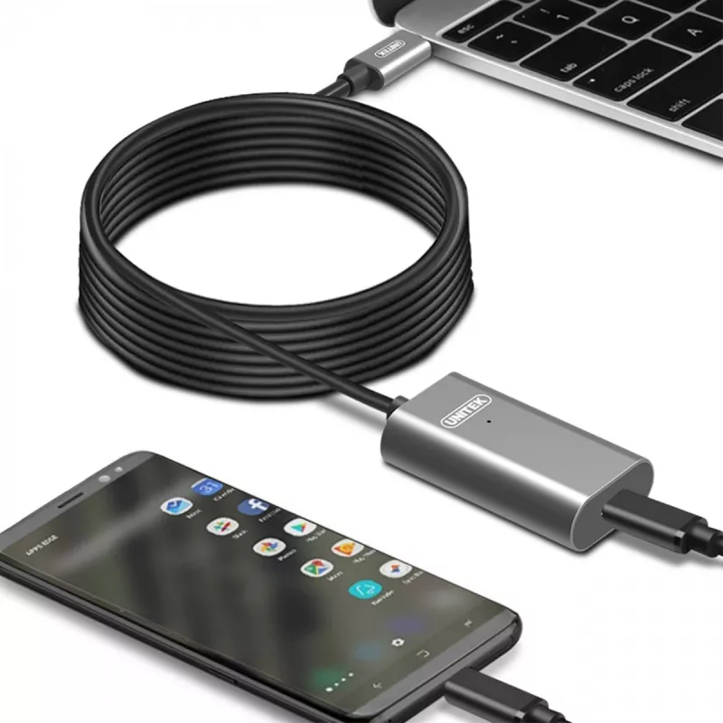USB kábel UNITEK U305A 5m USB 3.2 Gen 1 USB C sivý