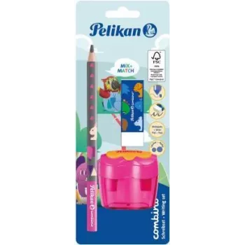 Pelikan sada učebných ceruziek Combino BS, guma, strúhadlo, ružová (821612)