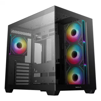 PC skriňa DeepCool CG530 4F Midi Tower čierna — tvrdené sklo, ATX/ITX/Micro ATX, 3x120mm ventilátory, USB-C