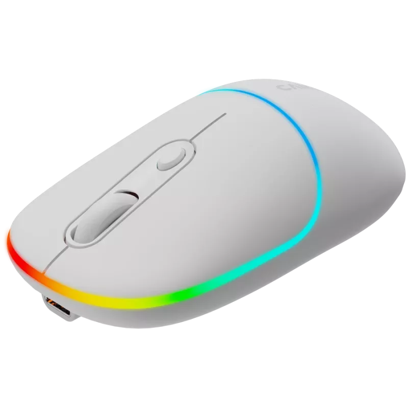 Canyon MW-22 CNS-CMSW22SW myš – 2-in-1 Bluetooth/2,4 GHz – optická – 800/1200/1600 DPI – 4 tlačidlá – RGB podsvietenie – nabíjacia – snehovo-biela