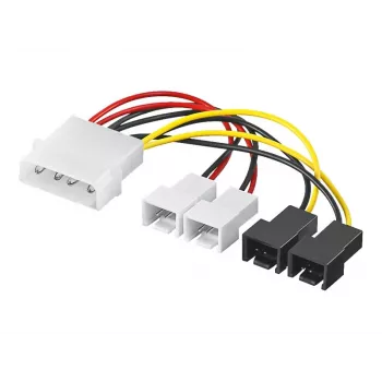 Goobay | napájací kábel/adapter pre PC ventilátor; konektor samec 5,25 palca na ventilátor 2x 12 V/2x 5 V