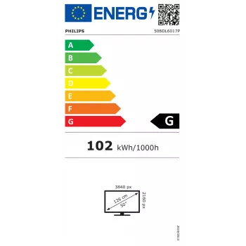 Philips 6000 Series 50BDL6017P Digital Signage plochý displej 125,7 cm (49,5 palcov) LCD 800 cd/m² 4K Ultra HD čierny integrovaný procesor Android 14 24/7