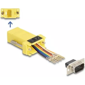 DeLOCK 67104 Montážna súprava D-Sub 9-pinový samec na RJ45 samicu, žltá