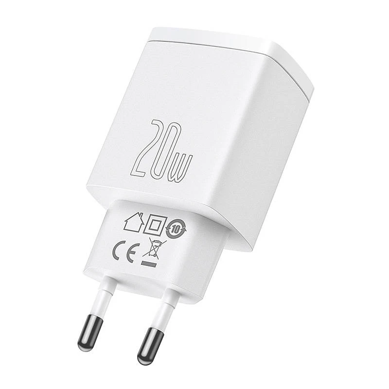 Nástenná nabíjačka Baseus Compact 1x USB-A + 1x USB-C 3A, kompaktný cestovný adaptér