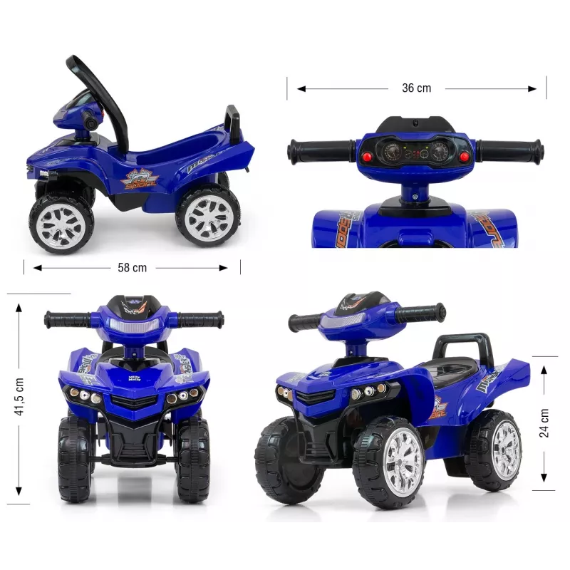 Chodítko Milly Mally Ride-on Monster Navy — detské sedacie chodítko, nízka výška sedadla