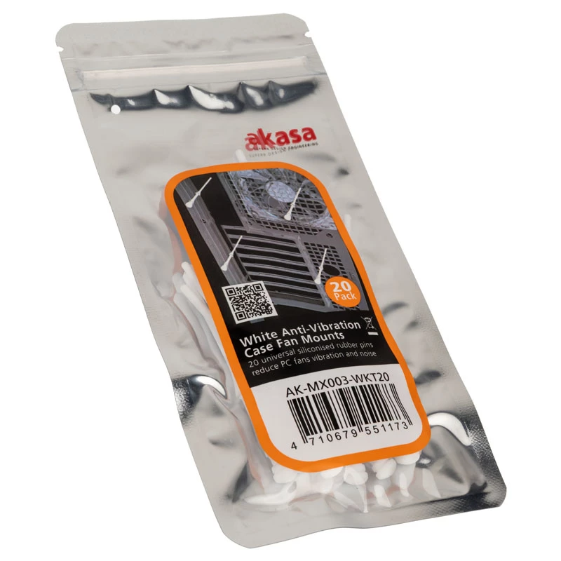Akasa AK-MX003-WKT20 antivibračné upevnenia PC ventilátorov, biela, balenie 20 ks