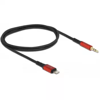 Delock - kábel Lightning na konektor slúchadiel - Lightning samec na mini-phone stereo 3,5 mm samec - 50cm - čierny, červený (86586)