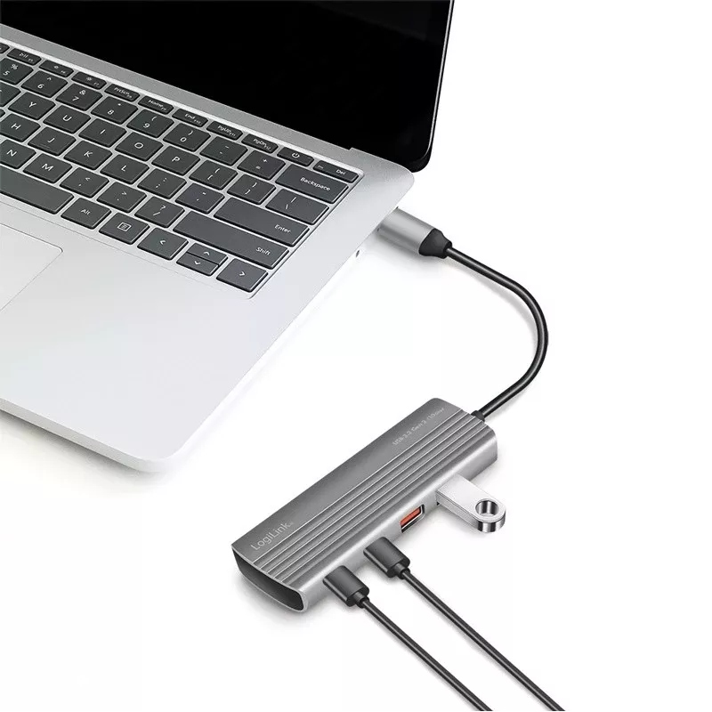 LogiLink USB 3.2 Gen2 hub 7+1-port 2x USB-A 5x USB-C PD 100W hliník