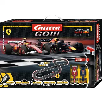 Autodráha CARRERA GO!!! Champion's Racing — set so slotovými autíčkami, mierka a špecifikácie podľa údajov výrobcu