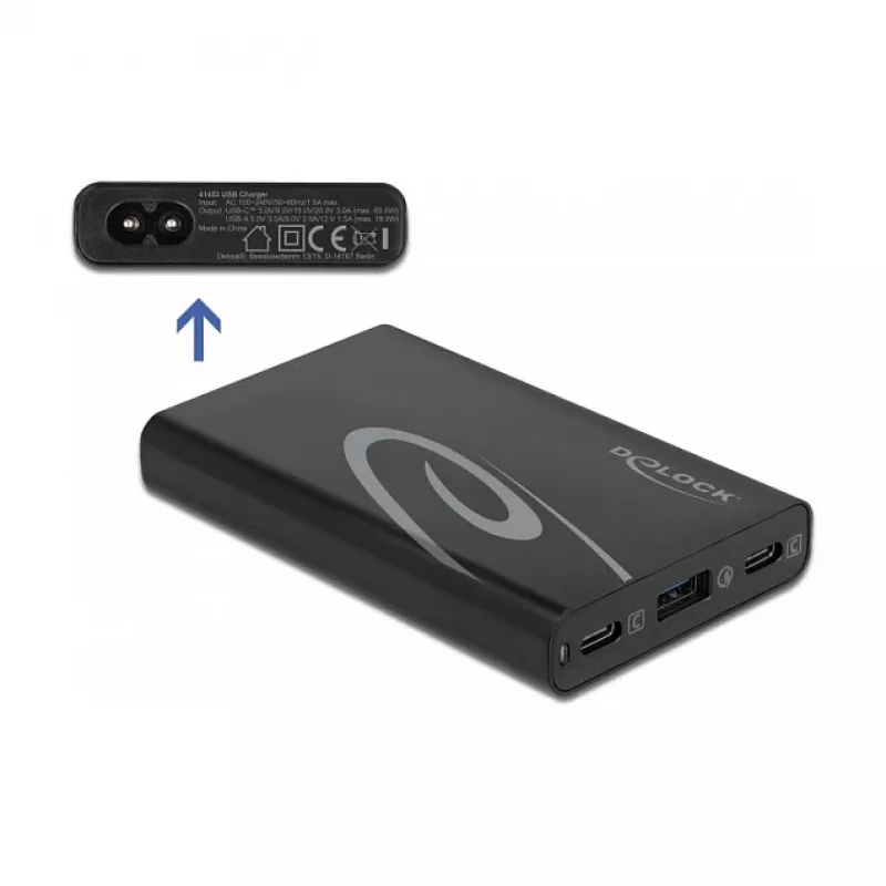 DeLOCK USB nabíjačka 2 x USB Type-C PD 3.0 + 1 x USB Type-A, 60 W