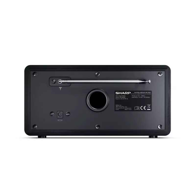 Sharp DR-450 digitálne rádio – čierna, osobné, digitálne, DAB, DAB+, FM, 87,5 – 108 MHz, 174,928 – 239,2 MHz, 3 W