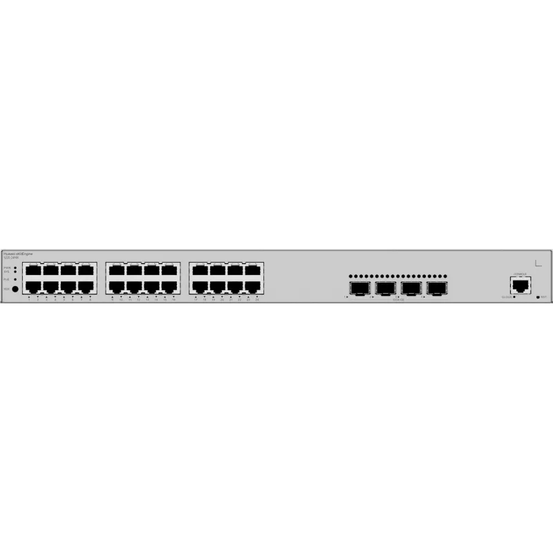 Switch HUAWEI S220-24P4X — 24 x Gigabit (10/100/1000) RJ-45, 4 x SFP+, PoE, 1U sivý