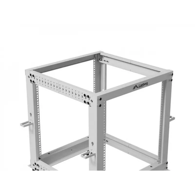 19-palcový otvorený rack LANBERG 12U, nastaviteľná hĺbka 600-1100 mm, sivý
