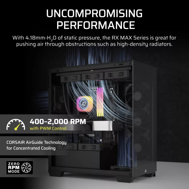Corsair iCUE LINK RX120 MAX 120mm skriňový ventilátor - čierny