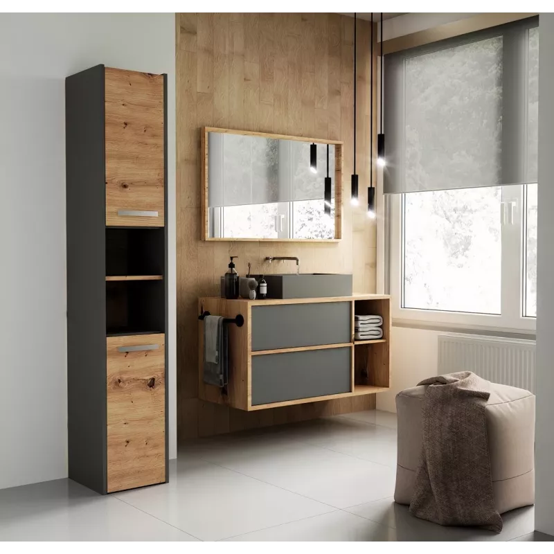 Topeshop S30 ANTRACYT/ARTISAN kúpeľňová skrinka