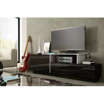 Cama TV skrinka SIGMA 3 180 čierna/čierna lesklá + biela