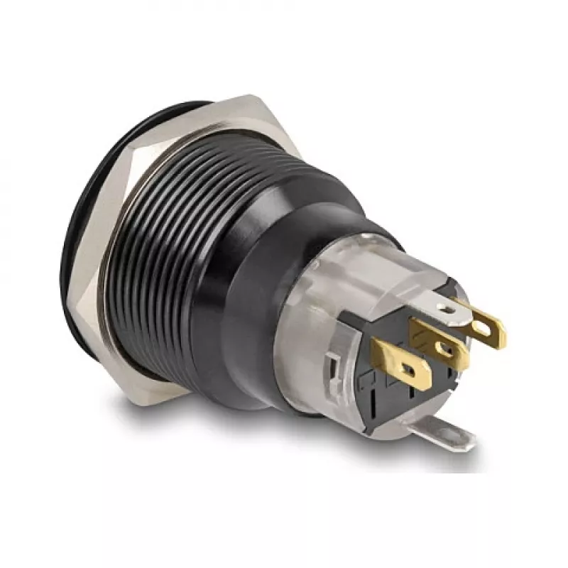 Panelové tlačidlo DELOCK 22015 22 mm, 12 V, 5 spájkovacích vývodov