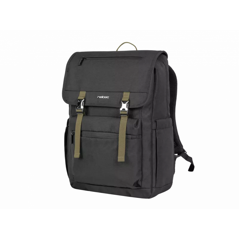 NATEC Niala NTO-2239 batoh na notebook 39,6 cm (15,6 palca), 18 L, odolný voči postriekaniu, recyklovaný polyester, čierny/tmavozelený