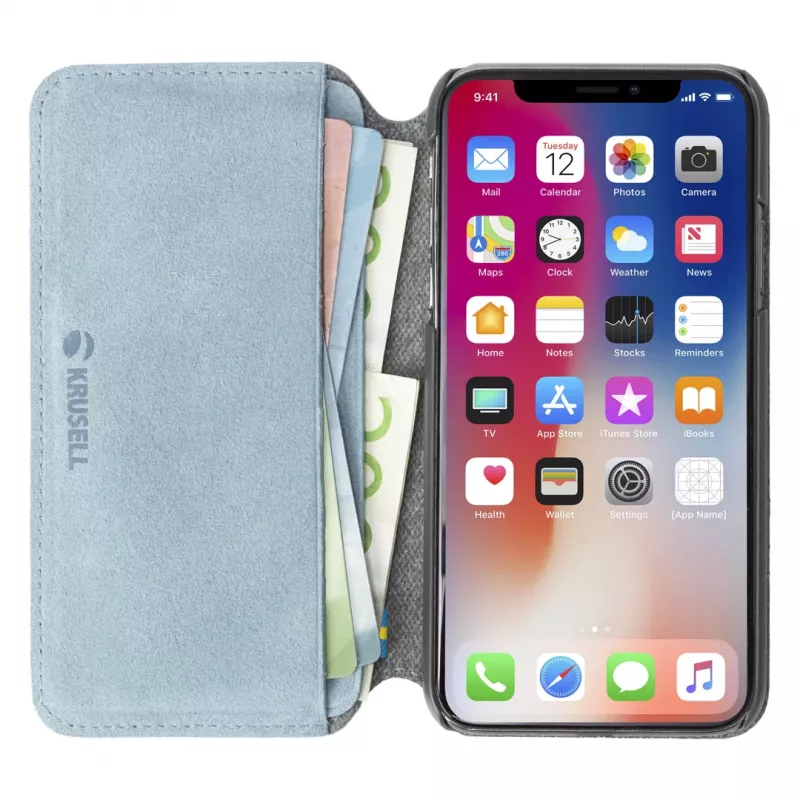 Puzdro s klopou Krusell Broby 4 Card SlimWallet iPhone XS Max