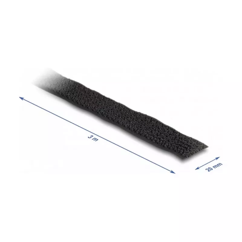 DeLOCK suchý zips 3 m x 20 mm čierny nylon
