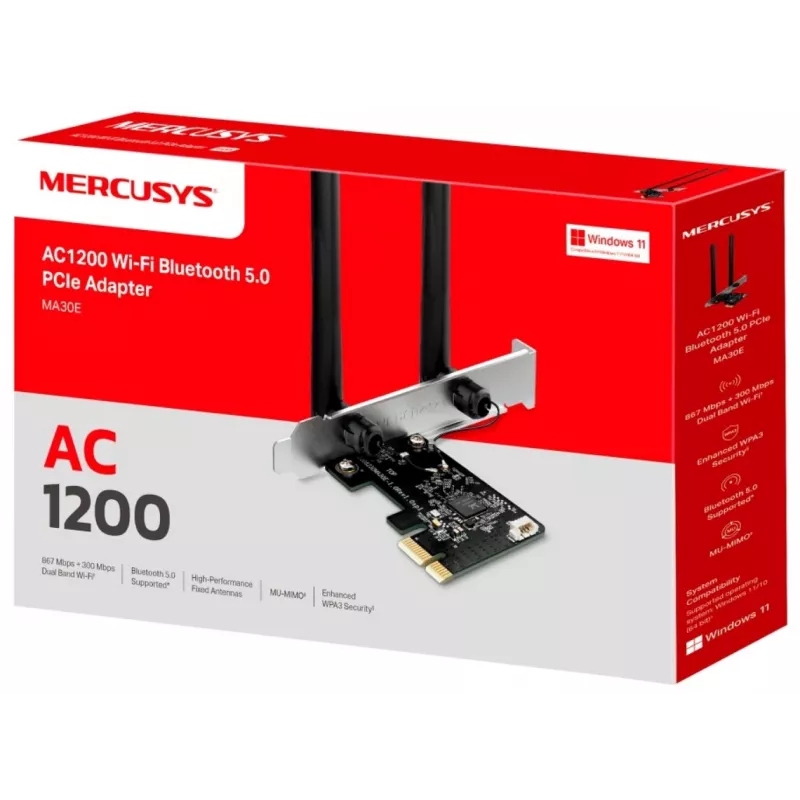Mercusys AC1200 Wi-Fi Bluetooth PCIe adaptér MA30E dvojpásmový