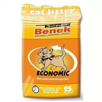 Hrudkujúce stelivo Super Benek Economic 25 L — bentonitový granulát, odstraňovanie zápachu, biologicky odbúrateľné