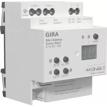 gira DALI Gateway Colour 2f REG KNX Secure – REG brána pre DALI ovládanie osvetlenia (model 211200)