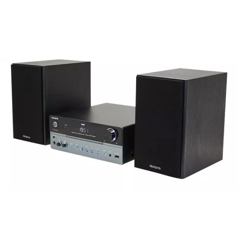 Mikrosystém pre domáce audio Aiwa MSBTU-700DAB — 25 W RMS, DAB+/FM, Bluetooth 10 m, CD mechanika, LED displej, čierna/arktická modrá