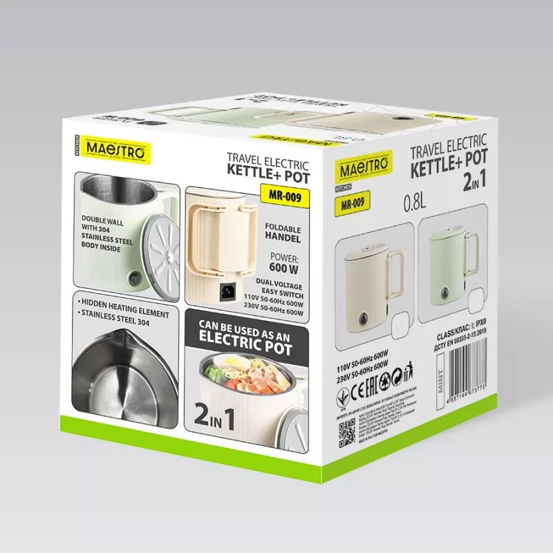 Elektrická cestovná kanvica Maestro MR-009 0,8 l 600 W mätová