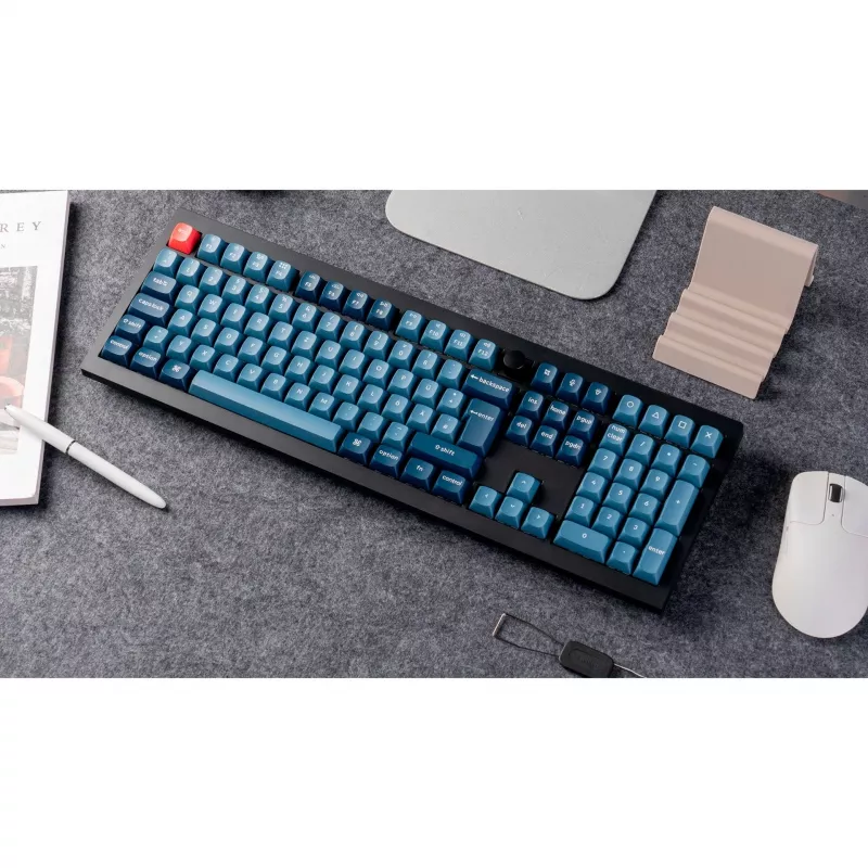 V6 Max, herná klávesnica čierna/modro-sivá, DE-layout, Gateron Jupiter Red, Hot-Swap, RGB