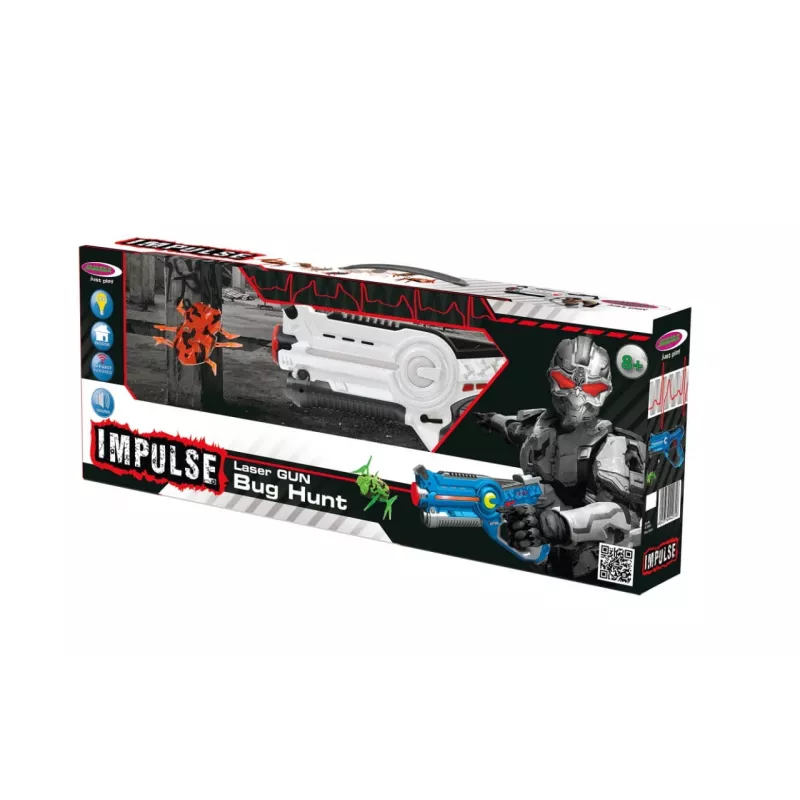 Jamara 410065 Impulse Laser Bug Hunt Set, hračkárska laserová pištoľ s terčom, biela/oranžová