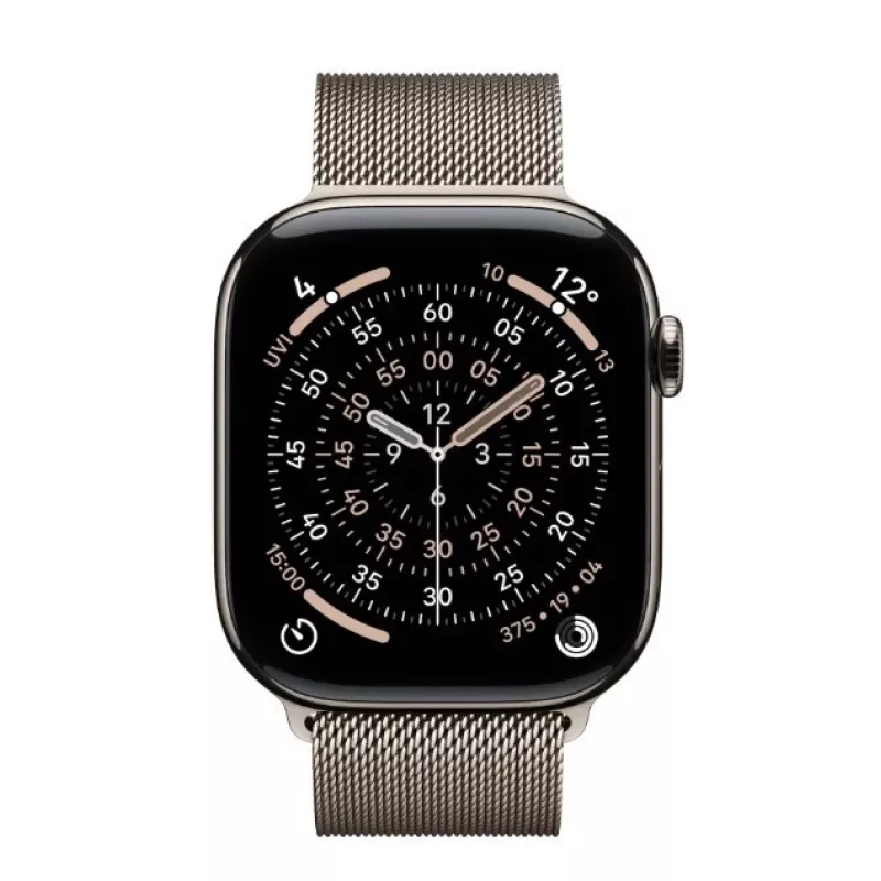 Apple Watch Series 11 GPS + Cellular 42mm Natural Titanium puzdro s Natural Milanese Loop