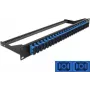 Patch panel DELOCK 43392 1U pre optiku SC, rackmontáž, 482,6 × 43,6 × 150 mm, čierny/modrý
