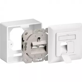 Wentronic Goobay CAT 6 univerzálna zásuvka vrátane rámika na povrchovú montáž, biela - 2x RJ45 sieťová zásuvka tienená (68244)