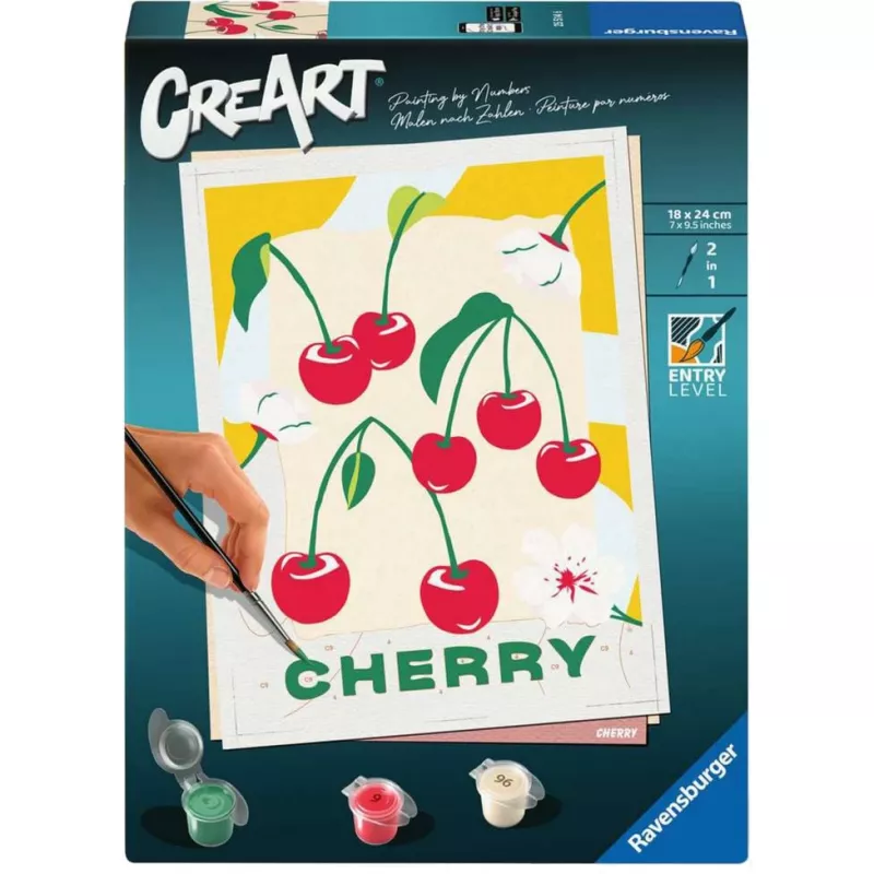 Maliarska sada Ravensburger CreArt – čerešne (dizajn 25514) – kreatívna maliarska sada pre dospelých a mládež