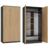 Wardrobe top e shop SD-90 ANT/ART KPL — 2-door bedroom wardrobe, 7 shelves, 900×500×1800 mm