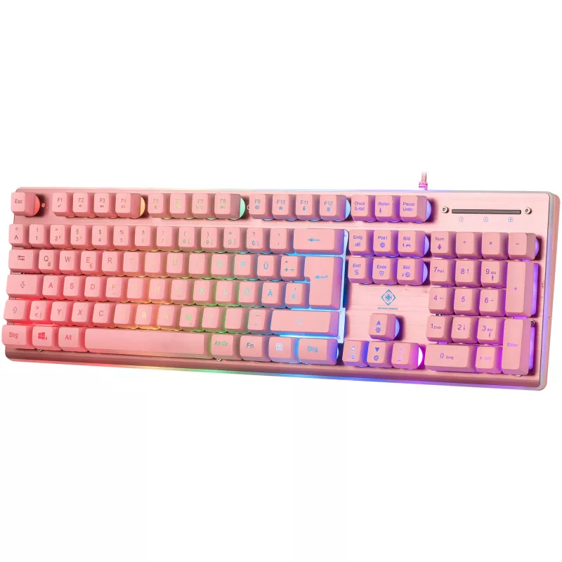 Deltaco GAM-021-RGB-P-DE - plná veľkosť (100%) - USB - membránové spínače - QWERTZ - ružová