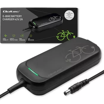 Qoltec rýchlonabíjačka pre 36V elektrické kolobežky a e-bike | 42V | 2A | 5,5*2,5 | vodotesná + napájací kábel