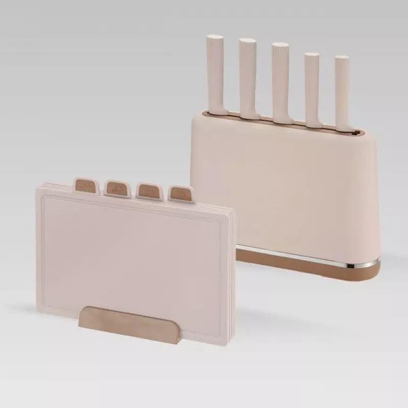 Maestro MR-1412-BEIGE sada nožov s blokom + sada krájacích dosiek béžová