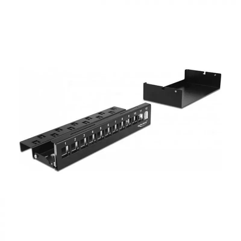 Patch panel DeLOCK Keystone 12 portov čierny