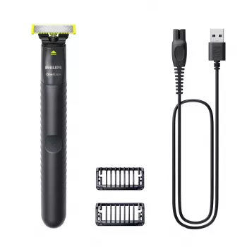 Holiaci strojček a zastrihávač Philips OneBlade QP1424/10 — antracit, na batérie, 30 min. výdrž, hrebene na bradu