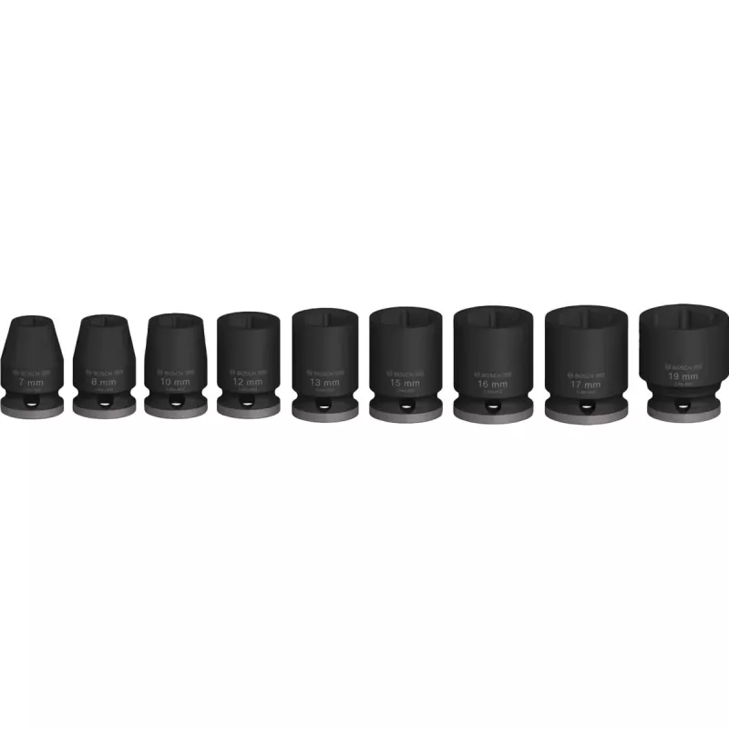 Sada nástrčných kľúčov pre rázový uťahovák Bosch 3/8 inch, 9-dielna, čierna, štandard